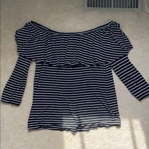 Off shoulder striped ruffle top